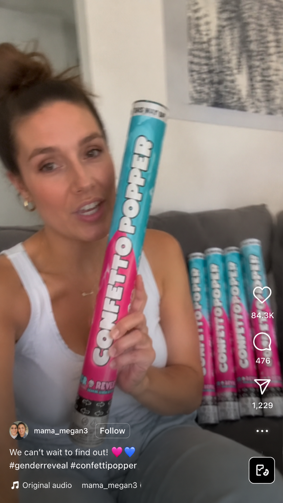 Aussie mum @mama_megan3 on TikTok holding the Confetto Popper product